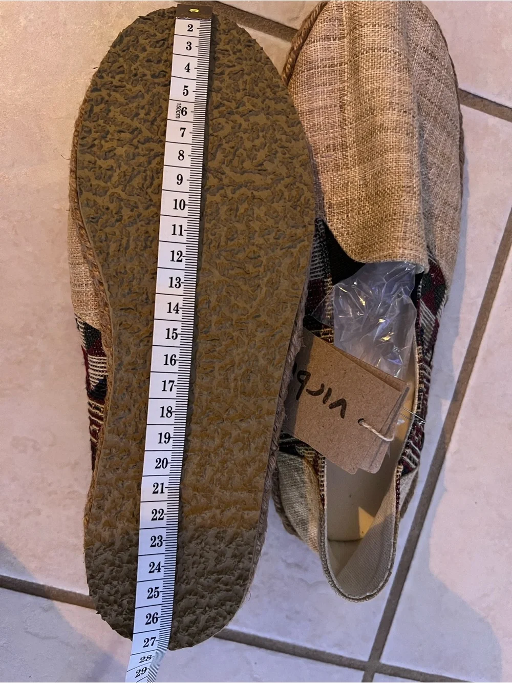 UNISEX VIRBLATT slip-on shoes. Tan Canvas with Patterned Trim. NWT